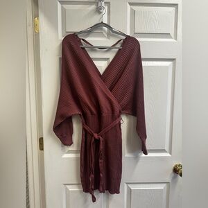 Love Tree Mauve Ribbed Knit Dress